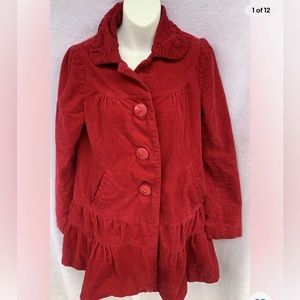 Anthropologie Corduroy
Swing Jacket Pink Coat Ruffled Size 2 .Vintage ❤️